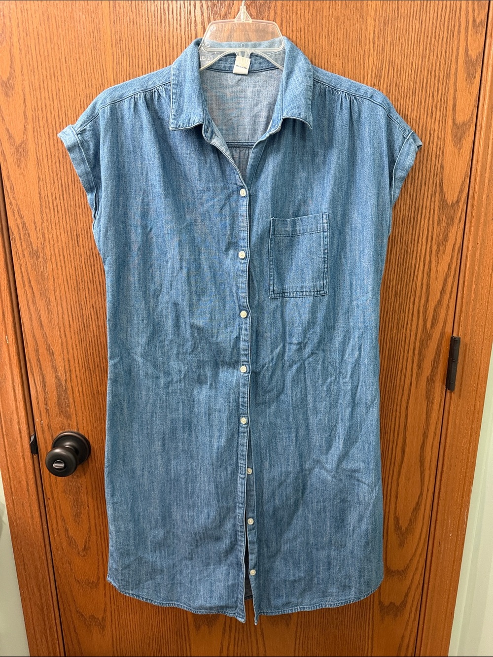 Old Navy Light Blue Sleeveless Denim Shirt Dress